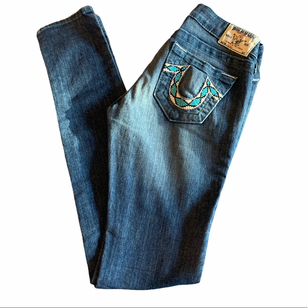 True Religion Destroyed look low rise jeans